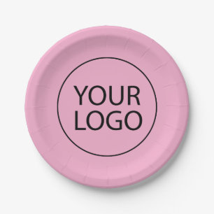 Professional Custom Company Logo Business Pink Paper Plate
