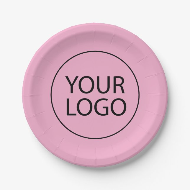 Professional Custom Company Logo Business Pink Paper Plate (Front)