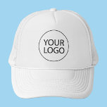 Professional Custom Company Logo Business White    Trucker Hat<br><div class="desc">This custom trucker hat is the perfect way to showcase your business or organisation. The sleek white design and high-quality embroidered logo create a polished, professional look that will have everyone remembering your brand. Whether you're at a trade show, company event, or just out and about, this hat will help...</div>