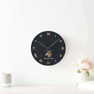 Professional Custom Elegant Lion Logo Round Clock