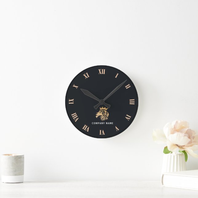 Professional Custom Elegant Lion Logo Round Clock (Home)