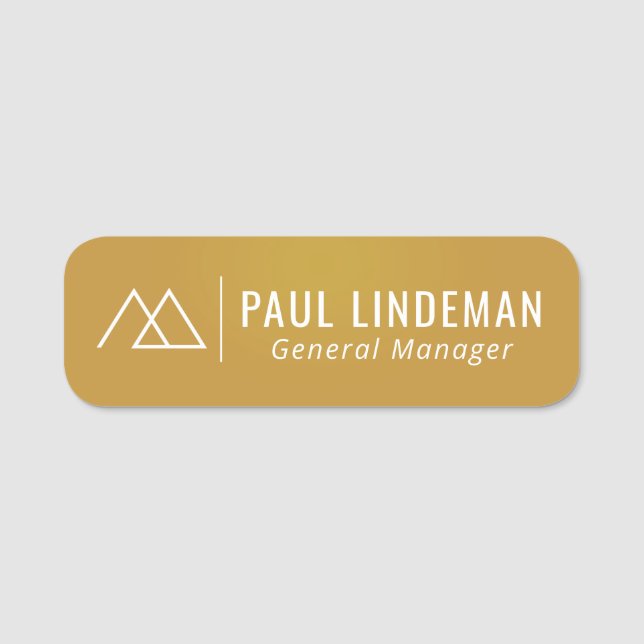 Professional Custom Logo Employee Gold Magnetic  Name Tag (Front)
