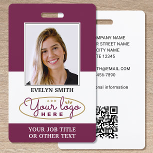 Professional Custom Logo ID Security Plum ID Badge
