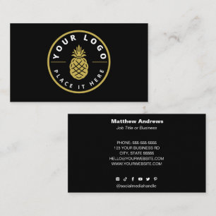 Professional Custom Logo Modern Black Social Media Business Card