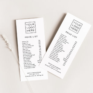 Professional Custom Logo   Price List Services Rack Card