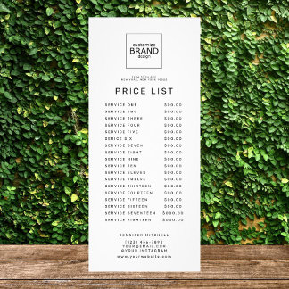 Professional Custom Logo Simple Price Service List Rack Card