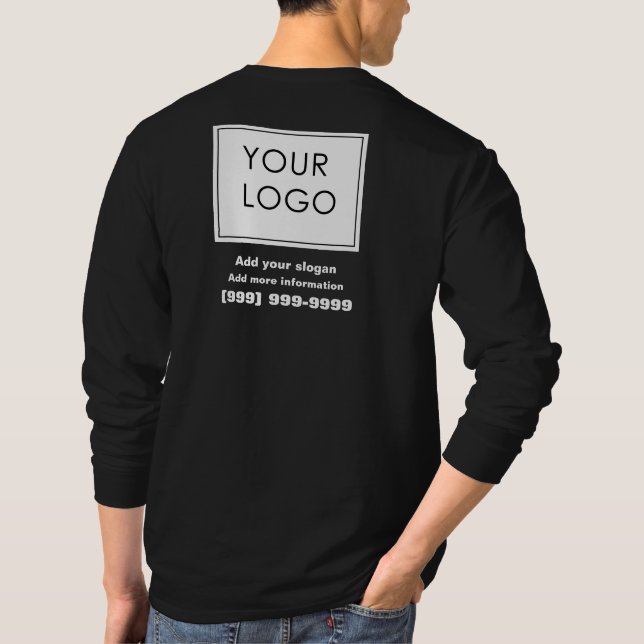 Professional Custom Logo Small Business Black T-Shirt (Back)