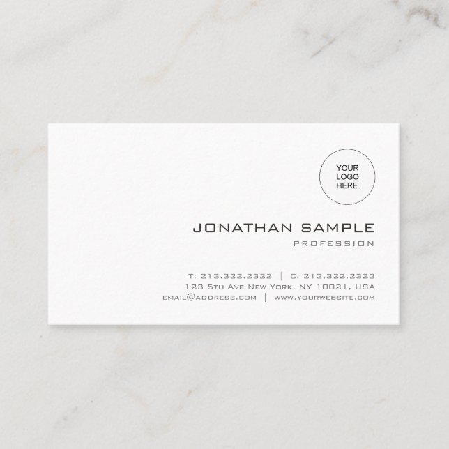 Professional Custom Modern Minimalist Template Business Card (Front)