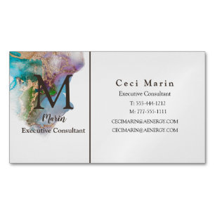 Professional Custom Monogram Marble Business Magnetic Business Card