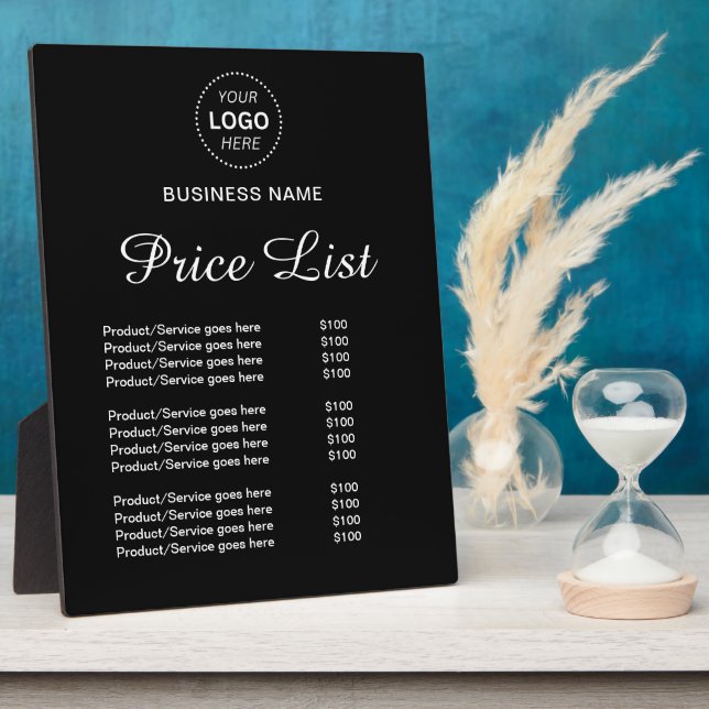 Professional Custom Name Logo Services Price List Plaque (Side)
