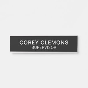 Professional Custom Name Title Black White Office Door Sign