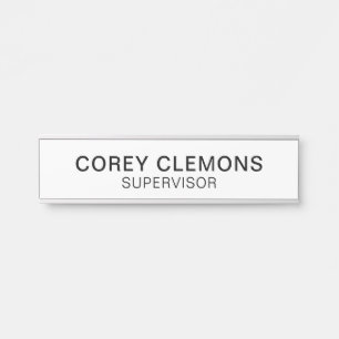 Professional Custom Name Title Office Black White Door Sign