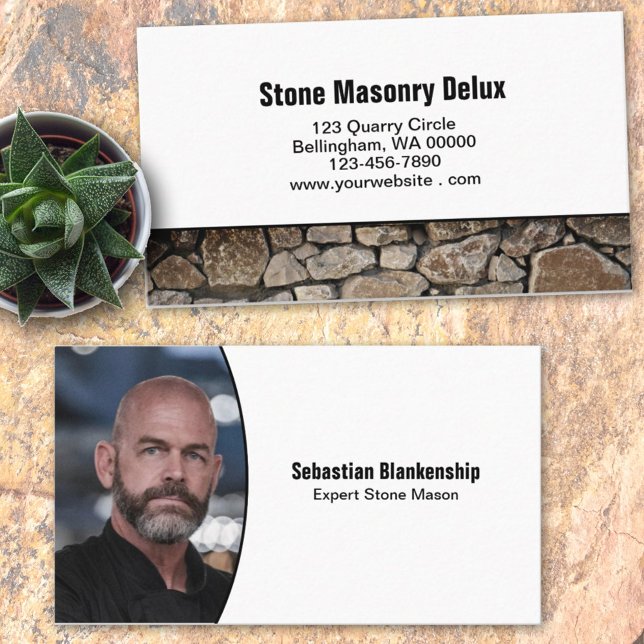 Professional Custom Photo Stone Wall Border Business Card (Creator Uploaded)