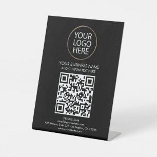 Professional Custom QR Code Business Logo Text Pedestal Sign