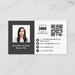 Professional Custom QRCode Photo Gray Business Card