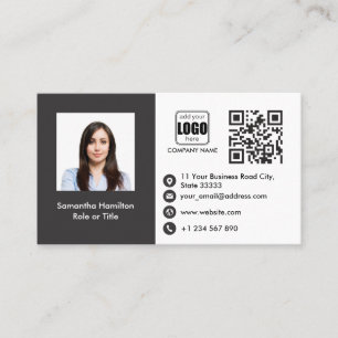 Professional Custom QRCode Photo Grey Business Card