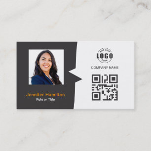 Professional Custom QRCode Photo Grey Orange Business Card