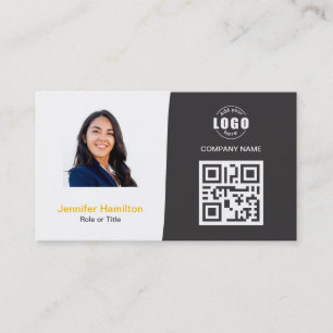 Professional Custom QRCode Photo Grey Yellow Business Card