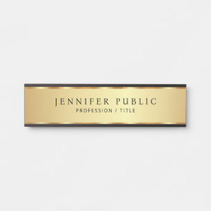 Professional Custom Text Luxurious Black And Gold Door Sign