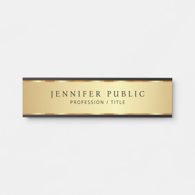 Professional Custom Text Luxurious Black And Gold Door Sign (Front)