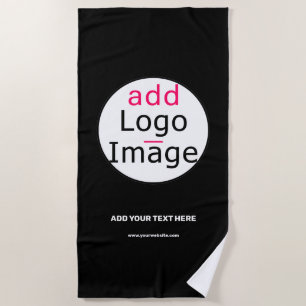 Professional Customisable Business Brand Black Beach Towel