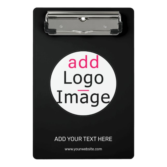 Professional Customisable Business Brand Black Mini Clipboard (Front)