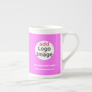 Professional Customisable Business Brand Deep Pink Bone China Mug