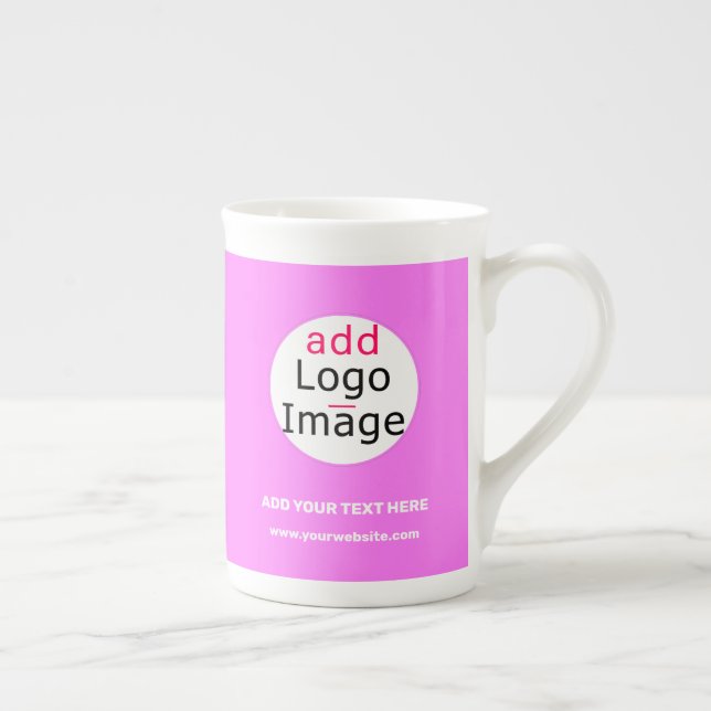 Professional Customisable Business Brand Deep Pink Bone China Mug (Right)