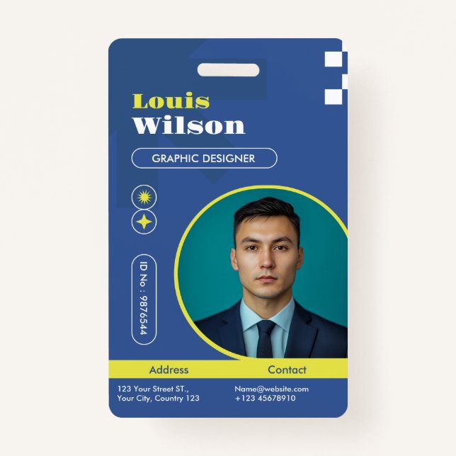 Professional Customisable Name & Barcode Staff  ID Badge (Front)