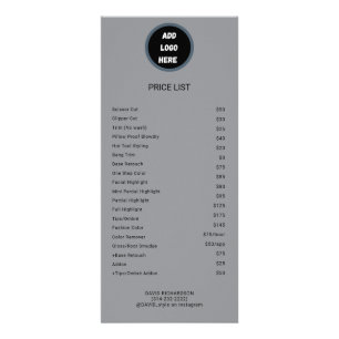 Professional Customised Logo  Price List  Rack Card