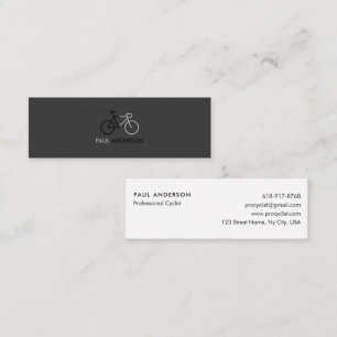 Professional Cyclist Black & White Minimalist Mini Business Card