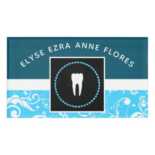 professional damask dentist office name tag