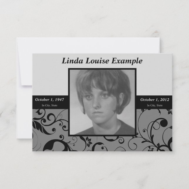 professional damask memorium card (Front)