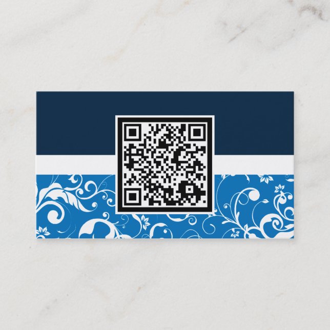 professional damask QR code Business Card (Front)