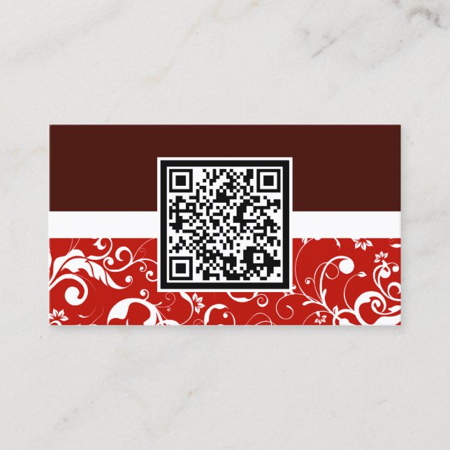professional damask QR code Business Card (Front)