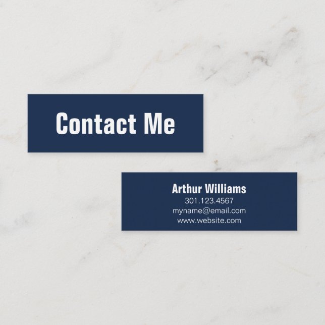 Professional Dark Blue and White Mini Contact Card (Front/Back)