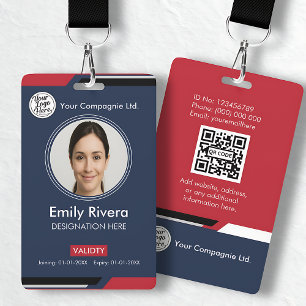 Professional Dark Blue Employee Photo ID Badge