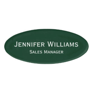 Professional Dark Green Office Executive Magnetic Name Tag