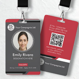 Professional Dark Grey Corporate ID Card QR Code Badge