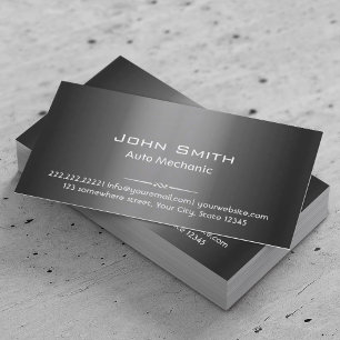 Professional Dark Grey Metal Auto Repair Mechanic  Business Card