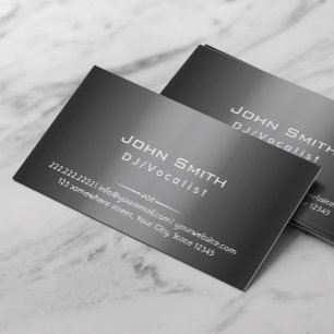 Professional Dark Grey Metal DJ Music Business Card