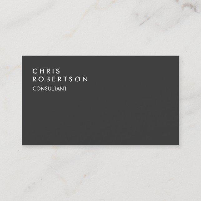 Professional Dark Grey Simple Business Card (Front)