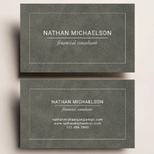 Professional Dark Olive Green-Grey Faux Leather Business Card