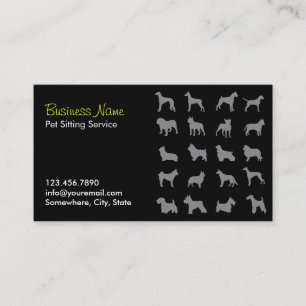 Professional Dark Pet Sitting Business Cards