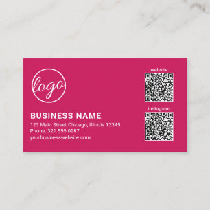 Professional Dark Pink Logo QR Code Modern Business Card