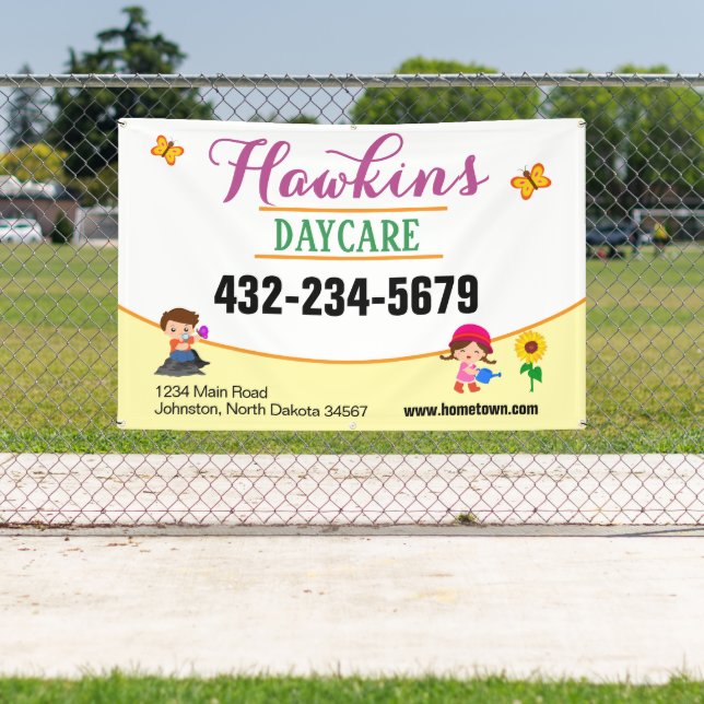 Professional Daycare Banner with Logo, Preschool (Insitu)