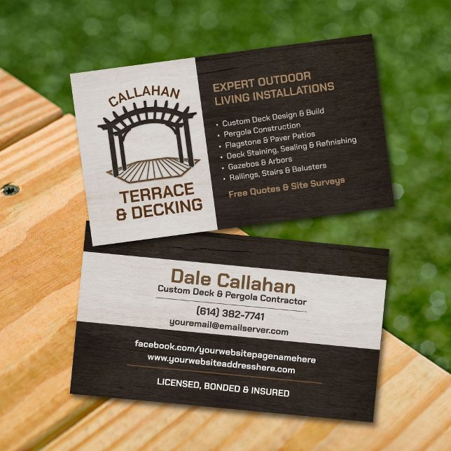 Professional Deck building & Patio Contractor Business Card (Creator Uploaded)
