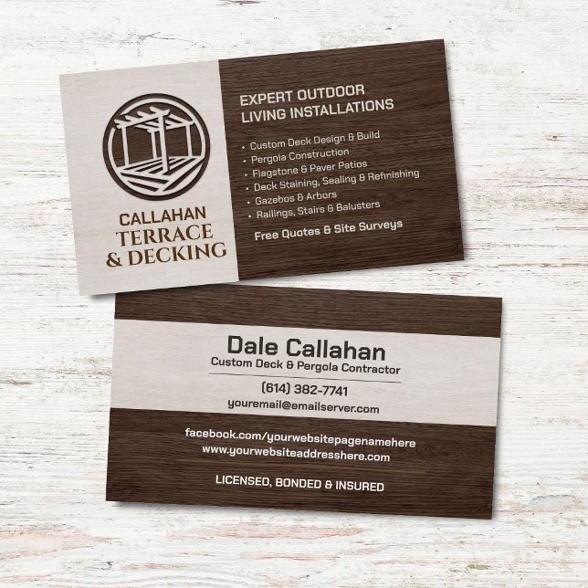 Professional Deck building & Patio Contractor Business Card (Creator Uploaded)