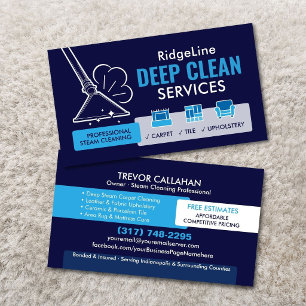Professional Deep Steam Cleaning Services Business Card