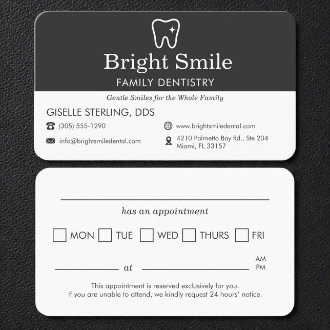 Professional Dental Appointment Reminder Business Card (Creator Uploaded)